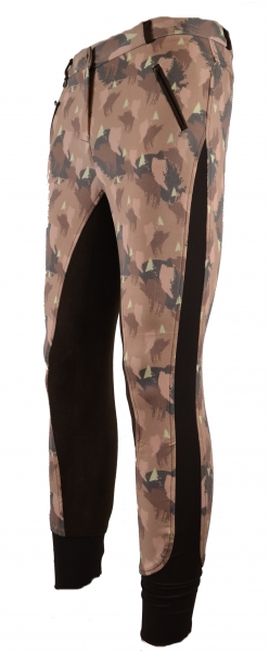 Damen Vollbesatzreithose  "Camouflage Print" in Braun